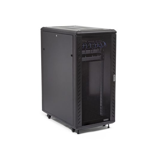 StarTech.com 4-Post 32U Server Rack Cabinet, Lockable 19" Data Rack Cabinet for Computer / AV / IT Equipment, Office / Home Network Rack with Casters & Adjustable Mounting Rails
