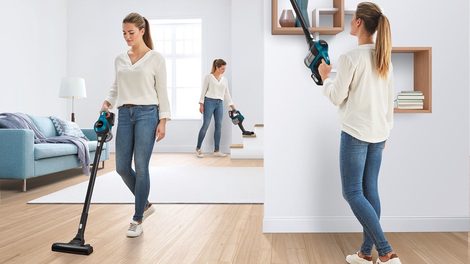 Bosch Serie 6 BBS611LAG stick vacuum/electric broom 2-in-1 stick vacuum Battery Dry Bagless 0.3 L Blue 2.5 Ah