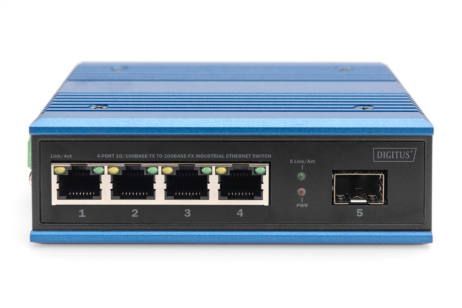 Digitus 4 port Fast Ethernet network switch, industrial, unmanaged, 1 SFP FE uplink