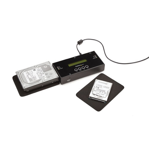 StarTech.com 1:1 Standalone Hard Drive Duplicator and Eraser, SAS and SATA HDD/SSD Cloner/Copier, Hard Drive Duplicator and Sanitizer, LCD Display, TAA Compliant