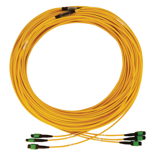 Tripp Lite N392B-45M-3X8AP 40/100G Singlemode 9/125 OS2 Fiber Optic Cable (3x8F MTP/MPO-APC F/F), LSZH, Yellow, 45 m (147 ft.)
