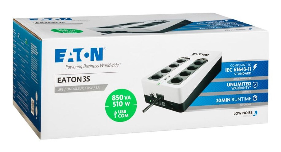 Eaton 3S850D uninterruptible power supply (UPS) Standby (Offline) 0.85 kVA 510 W 8 AC outlet(s)