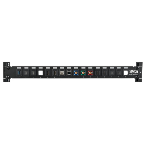 Tripp Lite N062-016-KJ 16-Port 1U Rack-Mount Unshielded Blank Keystone/Multimedia Patch Panel, RJ45 Ethernet, USB, HDMI, Cat5e/6