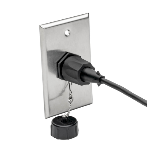 Tripp Lite N206-FP01-IND 1-Port Single Gang Faceplate, Stainless Steel, Industrial Grade, IP44, TAA