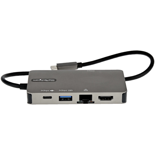 StarTech.com USB-C Multiport Adapter - USB-C to 4K 30Hz HDMI or 1080p VGA - USB Type-C Mini Dock w/ 100W Power Delivery Passthrough, 3-Port USB Hub 5Gbps, GbE - 12" (30cm) Attached Cable