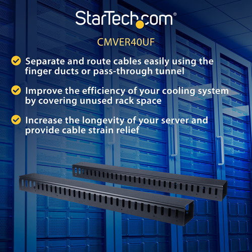 StarTech.com Vertical Cable Organizer with Finger Ducts - 0U - 6 ft.