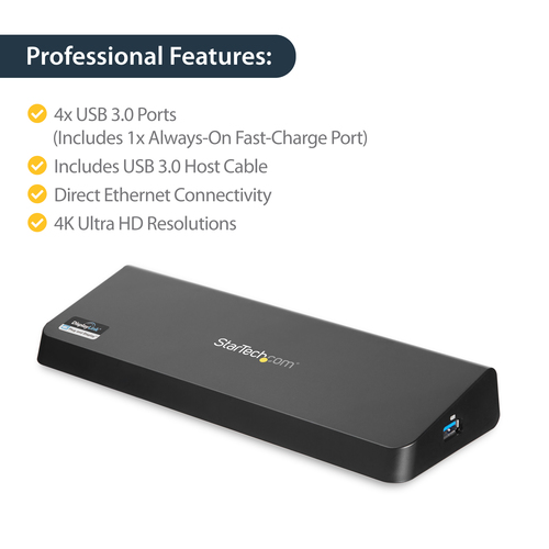 StarTech.com USB 3.0 Docking Station Dual Monitor with HDMI & 4K DisplayPort - USB 3.0 to 4x USB-A, Ethernet, HDMI and DP - USB Type A Universal Laptop Docking Station for Mac & Windows