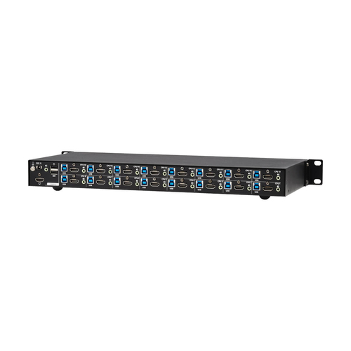 Tripp Lite B024-H4U16 16-Port 4K HDMI/USB KVM Switch - 4K 60 Hz Video/Audio, USB Peripheral Sharing, 1U Rack-Mount