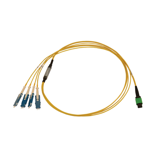 Tripp Lite N390-01M-4S-AP 40/100/400G Singlemode 9/125 OS2 Breakout Fiber Optic Cable (12F MTP/MPO-APC to 4x Duplex SN-UPC F/M), LSZH, Yellow, 1 m (3.3 ft.)
