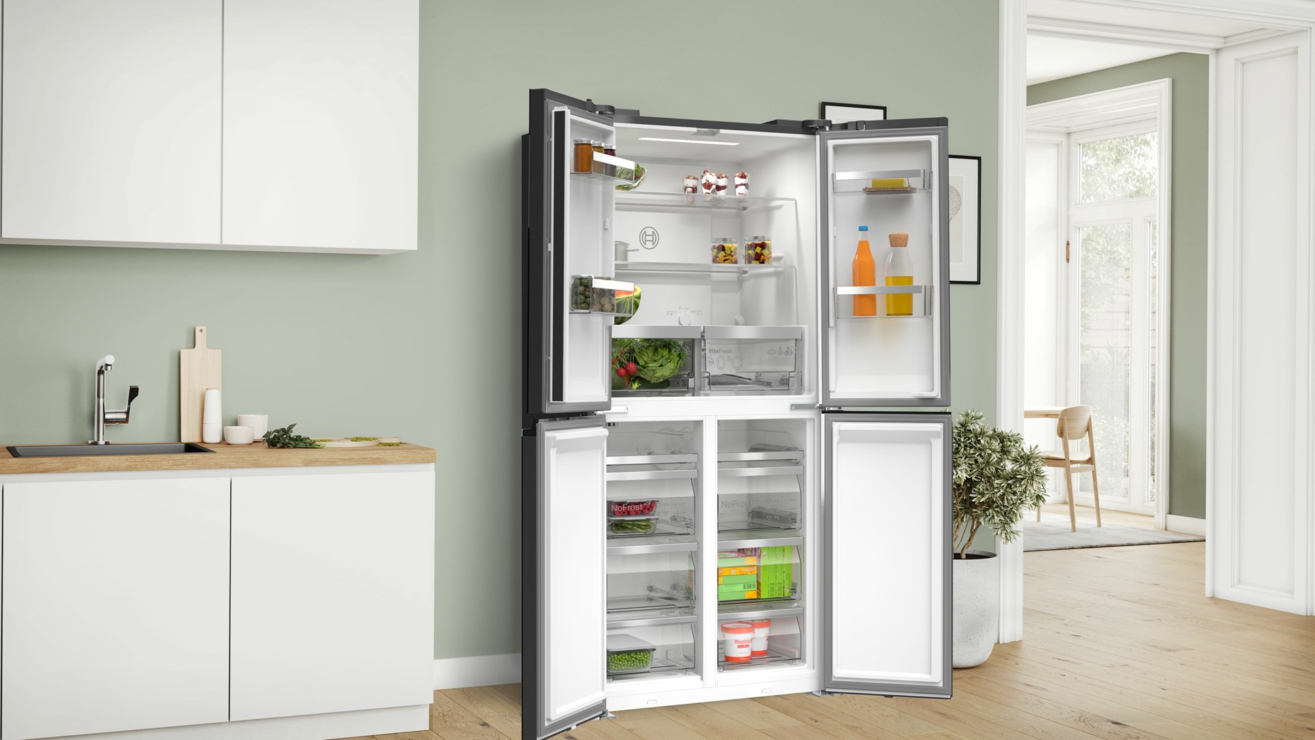 Bosch Serie 4 KMC85LBEA side-by-side refrigerator Freestanding 547 L E Black