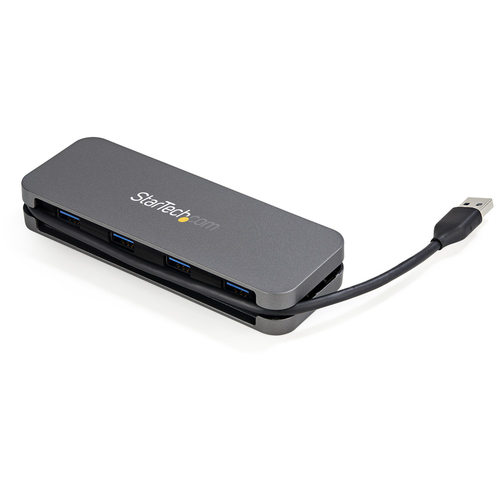 StarTech.com 4 Port USB 3.0 Hub - USB-A to 4x USB-A - SuperSpeed 5Gbps Portable USB 3.1 Gen 1 Type-A Hub - USB Bus Powered - Laptop/Desktop USB Hub with Long Cable 28cm & Cable Management~4 Port USB 3.0 Hub - USB-A to 4x USB-A - SuperSpeed 5Gbps Portable USB 3.2 Gen 1 Type-A Hub - USB Bus Powered - Laptop/Desktop USB Hub with Long Cable 28cm & Cable Management