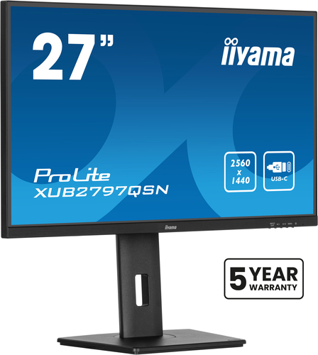 iiyama ProLite 27’’ QHD IPS technology panel with USB-C dock and RJ45 (LAN)