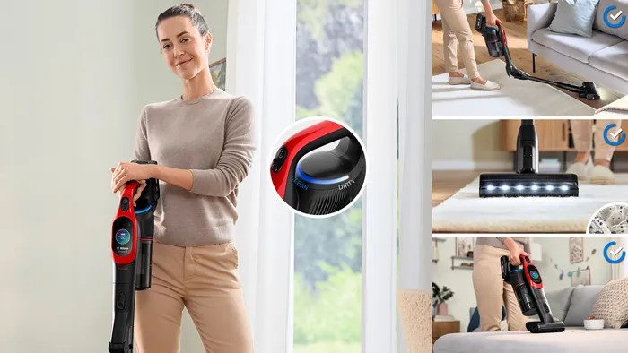 Bosch BCS1041PET stick vacuum/electric broom Battery Dry HEPA Bagless 0.4 L 23.5 W Black, Red 4 Ah