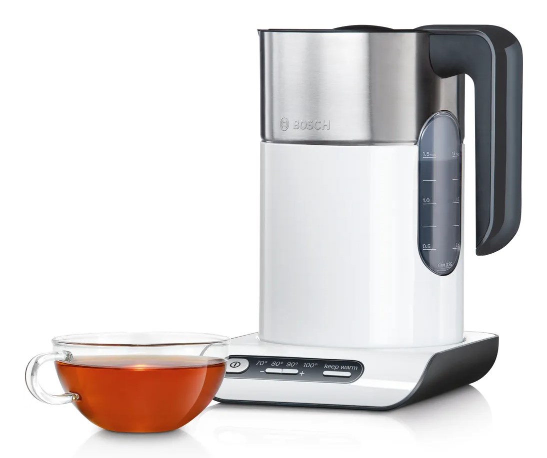 Bosch TWK8611P electric kettle 1.5 L 2400 W Anthracite, Stainless steel, White