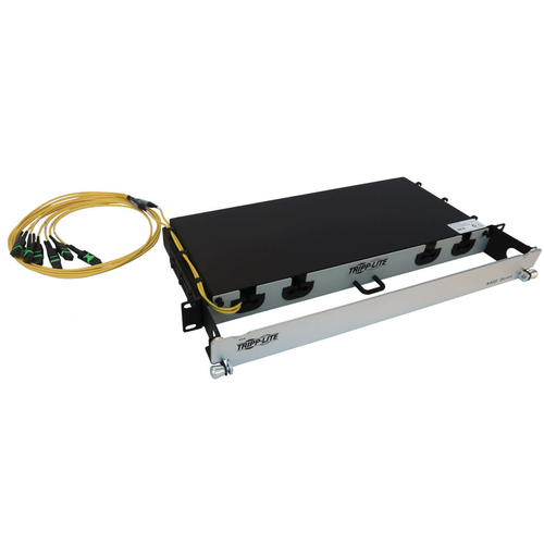 Tripp Lite Preloaded Fiber Panel, 1U - 4x (3x8F MTP/MPO-APC F/F) 24F Trunk Cables, OS2 Singlemode, 10 m (32.8 ft.)