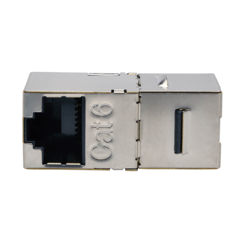Tripp Lite N235-001-SH-D Cat6 Straight-Through Modular Shielded In-Line Snap-In Coupler with 90-Degree Down-Angled Port (RJ45 F/F)