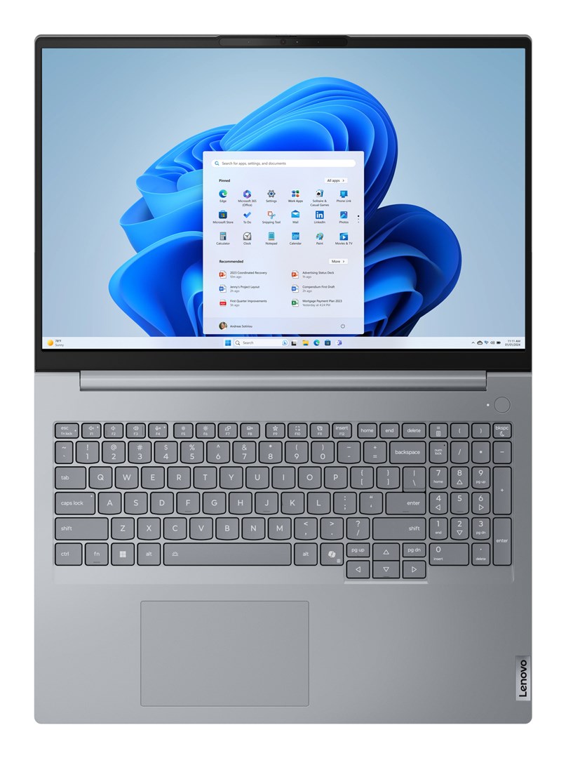 Lenovo ThinkBook 16 G8 IAL Intel Core Ultra 7 255H Laptop 40.6 cm (16") WUXGA 16 GB DDR5-SDRAM 512 GB SSD Wi-Fi 6E (802.11ax) Windows 11 Pro Italian Grey