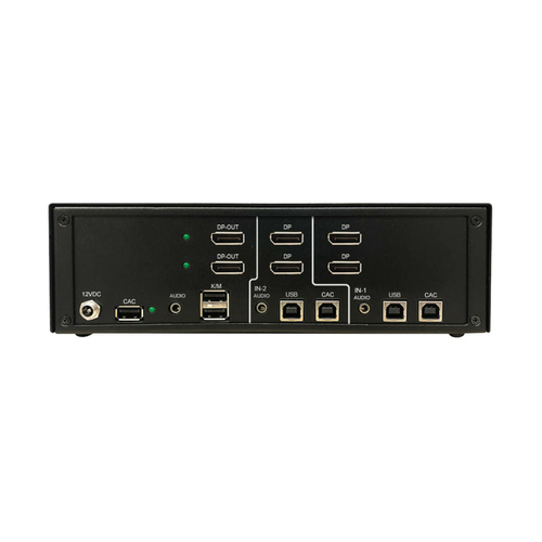 Tripp Lite B002-DP2AC2-N4 Secure KVM Switch, 2-Port, Dual Head, DisplayPort to DisplayPort, 4K, NIAP PP4.0, Audio, CAC, TAA