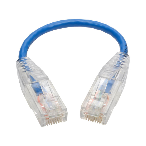 Tripp Lite N201-S6N-BL Cat6 Gigabit Snagless Slim UTP Ethernet Cable (RJ45 M/M), PoE, Blue, 6-in. (15.24 cm)