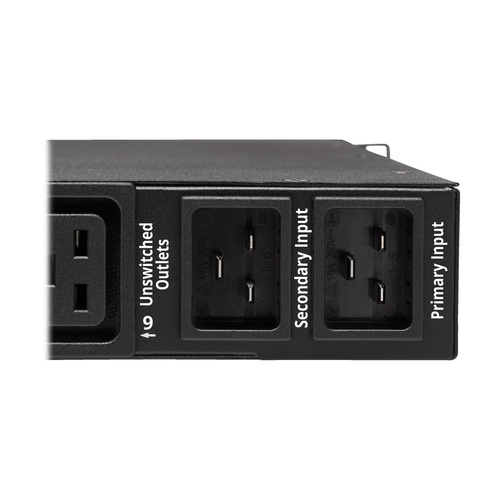 Tripp Lite PDUMH20HVATNET 3.8kW Single-Phase Switched Automatic Transfer Switch PDU, Two 200-240V C20 Inlets, 8 C13 & 2 C19 Outputs, 1U, TAA