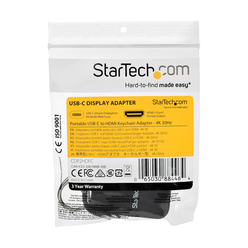 StarTech.com Compact USB C to HDMI Adapter - 4K 30Hz USB Type-C to HDMI Video Display Converter with Keychain Ring - USB-C DP Alt Mode to HDMI Monitor Dongle - Thunderbolt 3 Compatible