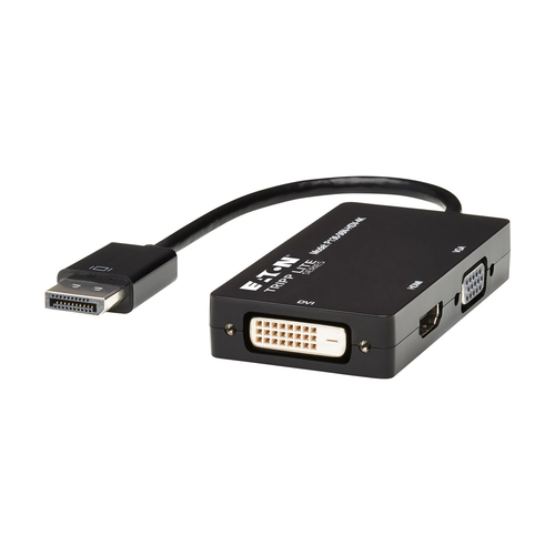Tripp Lite P136-06N-HDV-4K DisplayPort to VGA/DVI/HDMI All-in-One Converter Adapter, DP ver 1.2, 4K 30 Hz HDMI