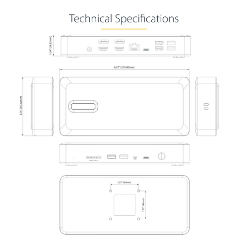 StarTech.com Universal USB4 & Thunderbolt 4 Docking Station, Quad Display on Windows, Dual Display on MacBook, HDMI DP Dock with 98W Laptop Charging