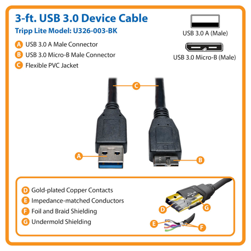 U326-003-BK - Cables & Adaptors by Eaton