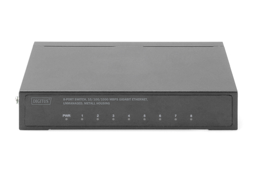 Digitus 8-Port Switch, 10/100/1000 Mbps Gigabit Ethernet, Unmanaged, Metall Housing
