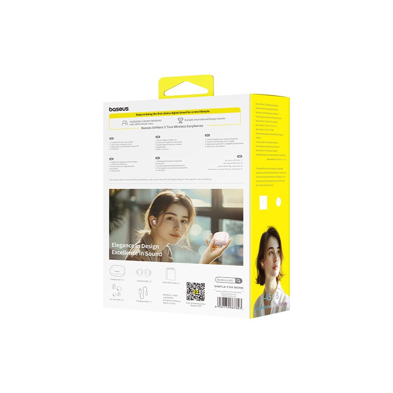 Baseus AirNora 3 Headset True Wireless Stereo (TWS) In-ear Calls/Music Bluetooth Pink