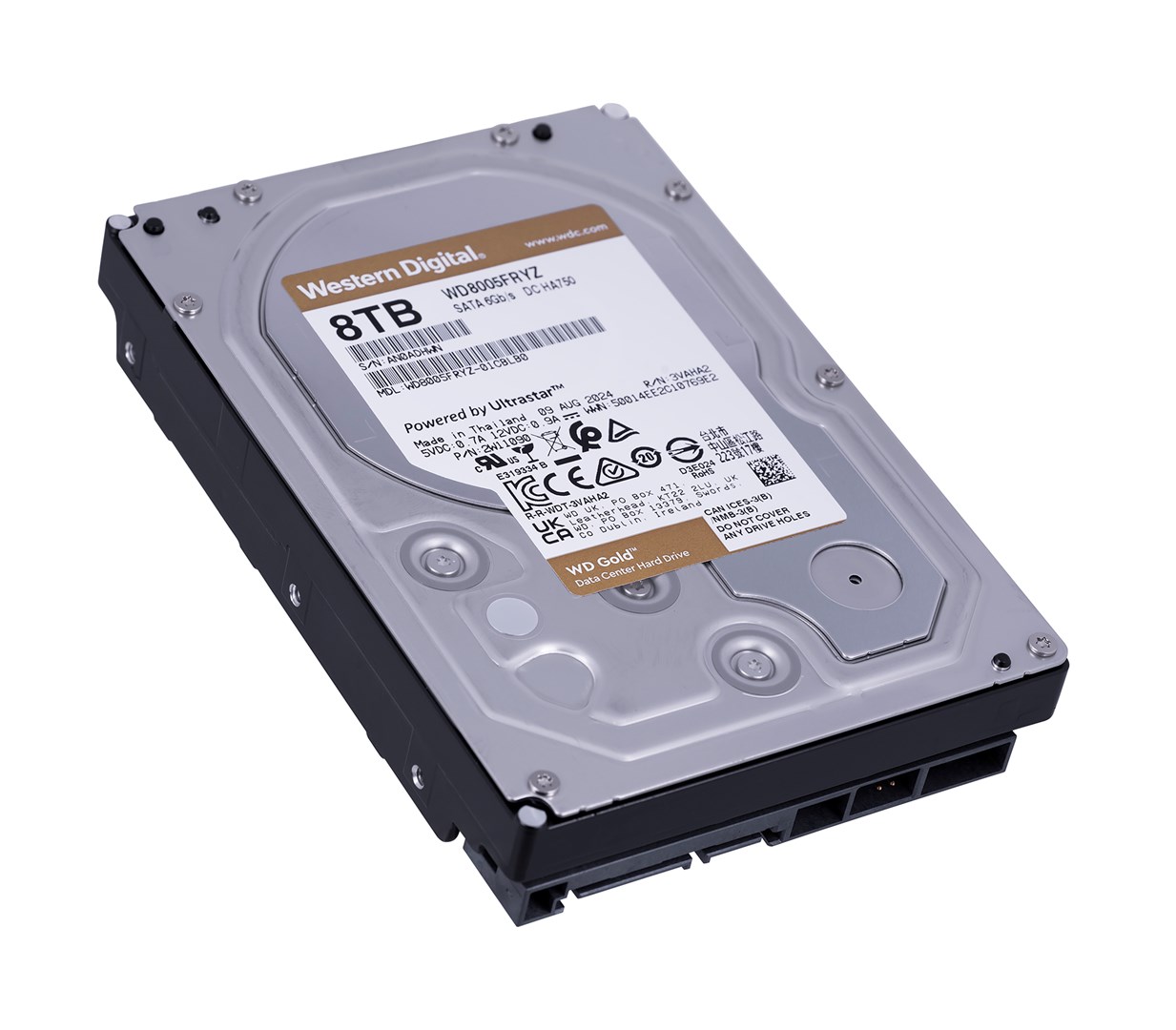 Western Digital Gold WD8005FRYZ internal hard drive 8 TB 7200 RPM 128 MB 3.5" Serial ATA III