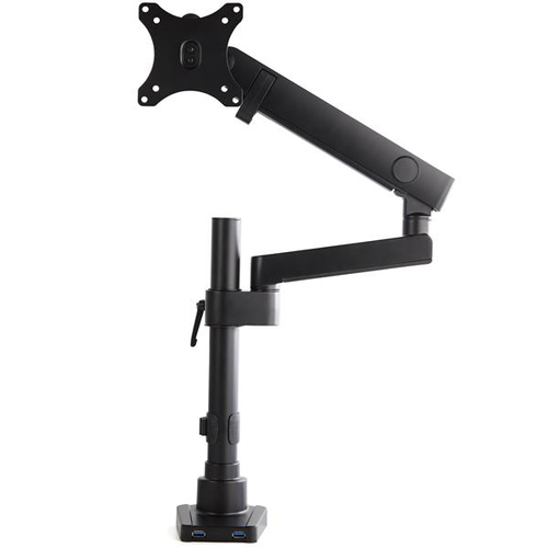 StarTech.com Desk Mount Monitor Arm with 2x USB 3.0 Ports, Full Motion Single Monitor Mount, up to 34" (17.6lb/8kg) VESA Display, Clamp/Grommet Mount, Mechanical Spring