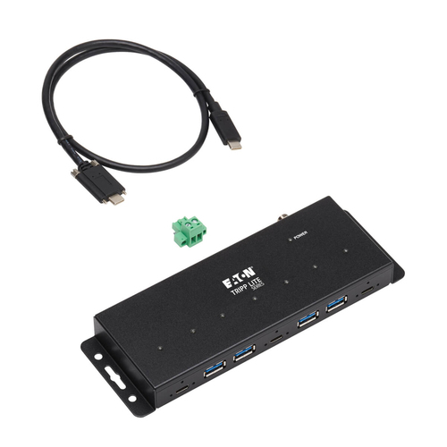 Tripp Lite U460-4A3C-IND Industrial 7-Port USB-C Hub, USB 3.x Gen 2 (10Gbps), 4x USB-A & 3x USB-C Ports, 15Kv ESD Immunity, 2Kv Surge