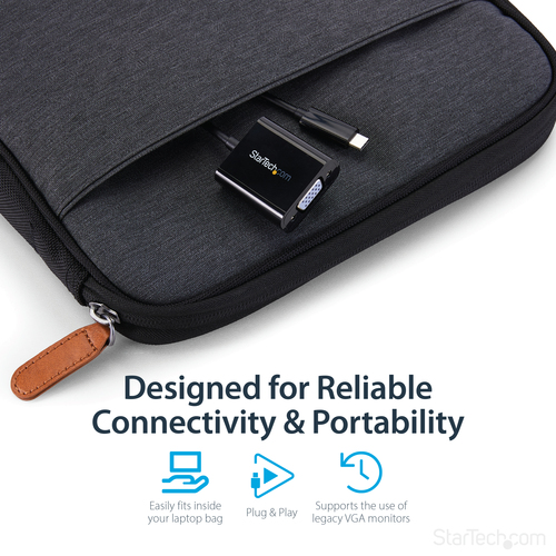 StarTech.com USB-C to VGA Adapter - Black - 1080p - Video Converter For Your MacBook Pro - USB C to VGA Display Dongle - Upgraded Version is CDP2VGAEC