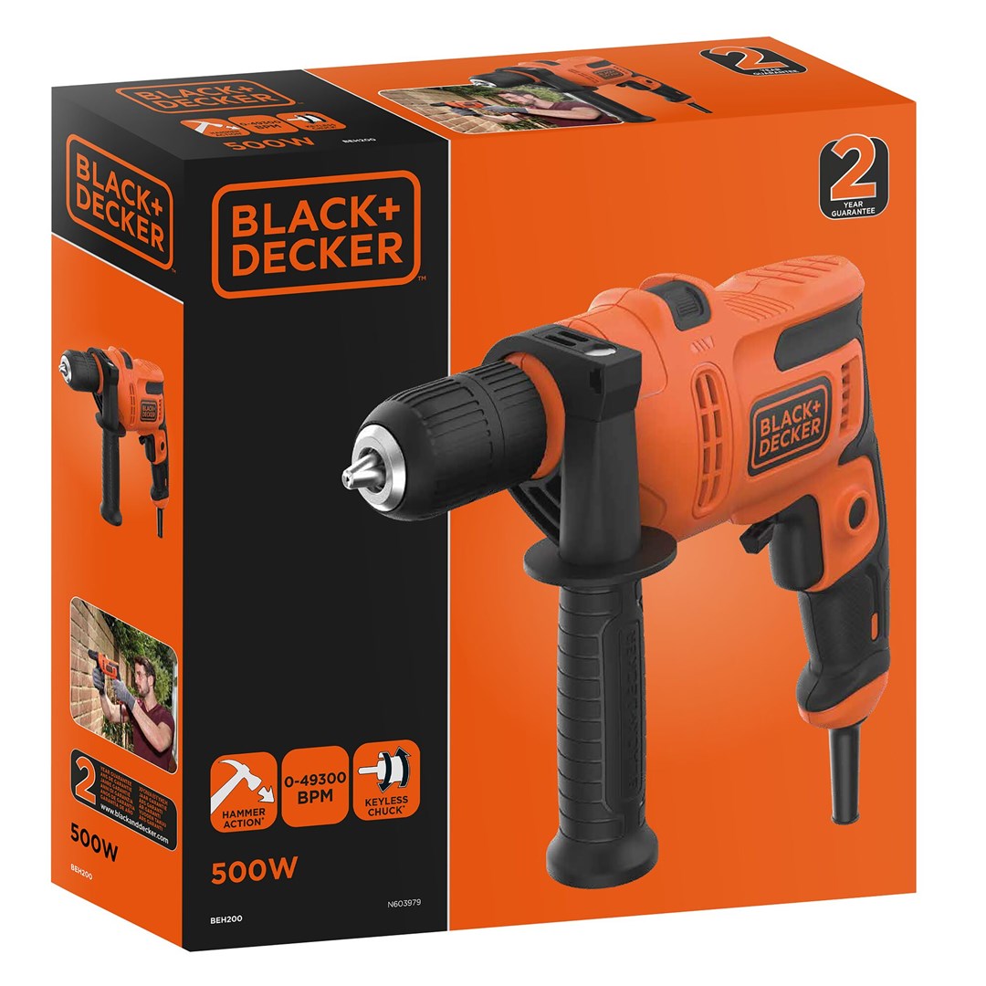 Black & Decker BEH200-QS drill 2900 RPM Black Orange
