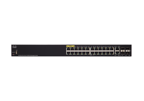 Cisco SF350-24P Managed Switch | 24 10/100 PoE Ports | 185W Ports | 4 Gigabit Ethernet (GbE) Combo SFP | Limited Lifetime Protection (SF350-24P-K9-UK)