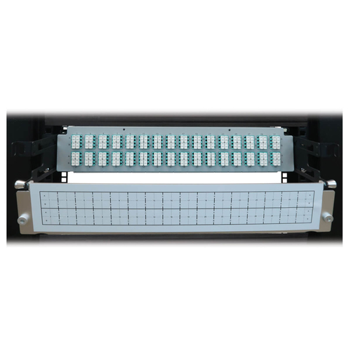 Tripp Lite Preloaded Fiber Patch Panel, 2U - 32x (12F MTP/MPO-PC to 4x LC Duplex F/F) 8F Trunk Cables, OM4 Multimode, 3 m (9.8 ft.)