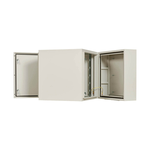 Tripp Lite SRN4G12US SmartRack Industrial Enclosure with Lock - NEMA 4, Wall Mount, Metal Construction, Hinged Back, 28 in. Depth, 12U, Gray
