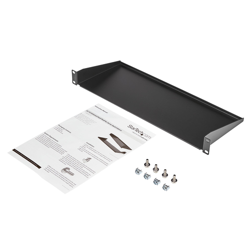 StarTech.com 1U Server Rack Shelf, Universal Rack Mount Cantilever Tray for 19" Network Equipment Rack/Cabinet, Heavy Duty Steel, Weight Capacity 33lb/15kg, 7in (18cm) Deep