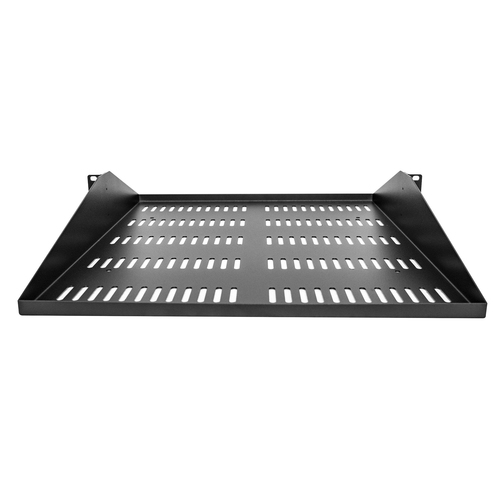 StarTech.com 2U Server Rack Shelf, Center Mounted Universal Vented Rackmount Cantilever Tray for 19" Network Equipment Rack, Heavy Duty Steel, 200lb Capacity, 20" Deep, Black