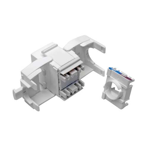 Tripp Lite N238-001-GY-TF Keystone Jack Cat6/Cat5e, RJ45, Shuttered, Dust Cap - Toolless, PoE/PoE+ Compliant, White, TAA