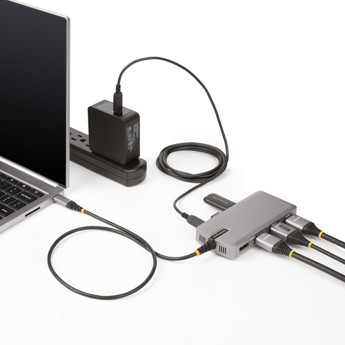 StarTech.com USB-C Triple Monitor Multiport Adapter, Dual 4K 60Hz + 4K 30Hz HDMI & DisplayPort, 3-Port USB 10Gbps Hub, 100W PD Pass-Through, GbE, Travel Dock, Windows & ChromeOS