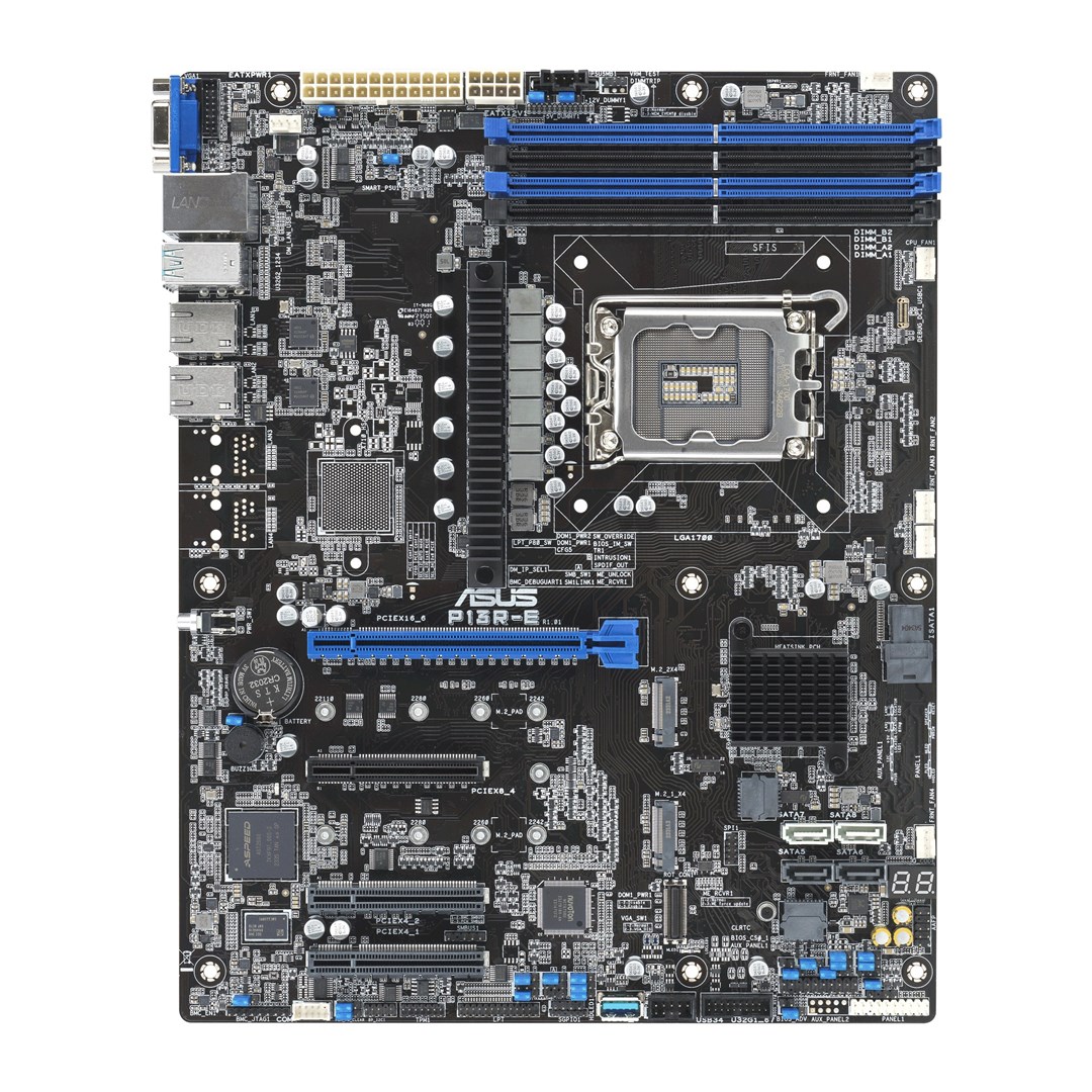 Płyta główna Asus P13R-E 1x LGA1700 Intel Xeon E-24XX C266 (4xDIMM, 8x SATA, 2xM.2, 2x1GbE, ASMB11-iKVM, ATX)