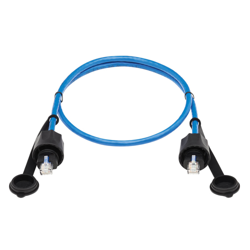 Tripp Lite N200P-003BL-IND Industrial Cat6 UTP Ethernet Cable (RJ45 M/M), 100W PoE, CMR-LP, IP68, Blue, 3 ft. (0.91 m)