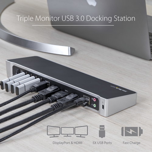 StarTech.com Triple-Monitor USB 3.0 Docking Station - 1x HDMI - 2x DisplayPort