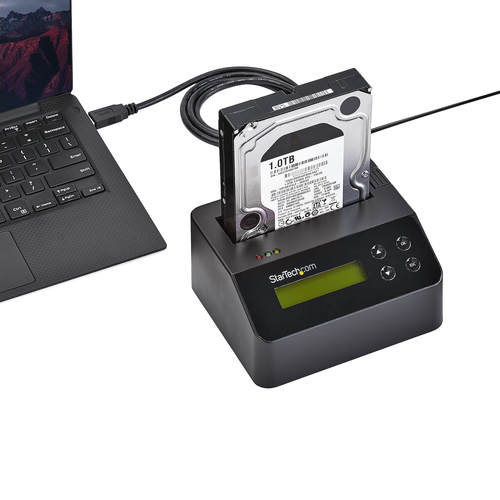 StarTech.com Single Bay Hard Drive Eraser, Standalone HDD/SSD Sanitizer, USB 3.0 to SATA II (3 Gbps), 9 Erase Modes, LCD Display, Secure Erase Hard Disk Sanitizer Dock, DB-9 Printer Port, TAA Compliant