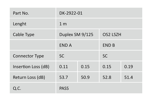 Digitus Fiber Optic Singlemode Patch Cord, SC / SC