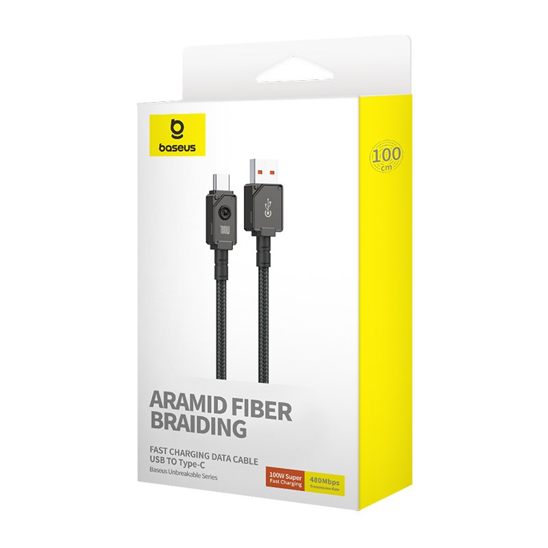 Baseus Unbreakable USB cable 1 m USB A USB C Black