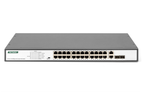 Digitus 24 Port Fast Ethernet PoE Switch, 19 Inch, Unmanaged, 2 Uplinks