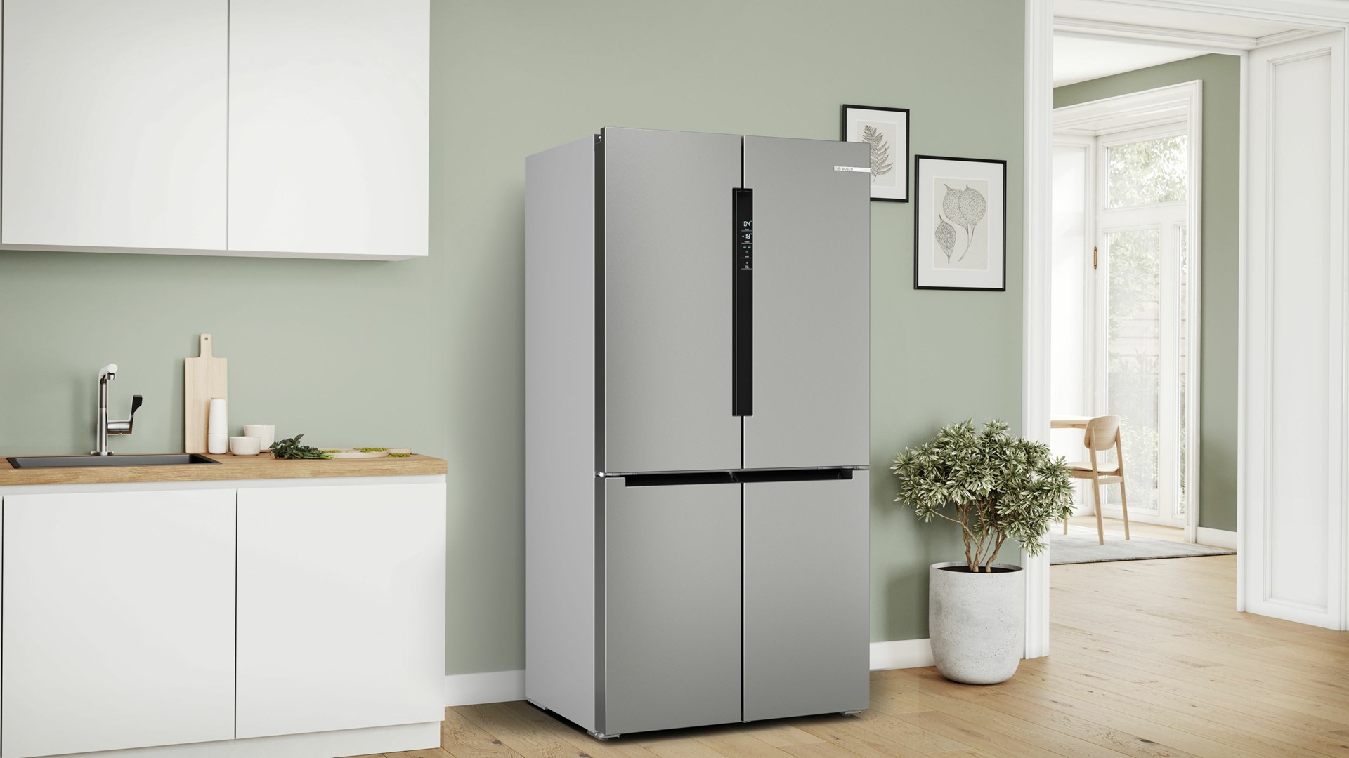 Bosch Serie 4 KFN96VPEA side-by-side refrigerator Freestanding 605 L E Stainless steel